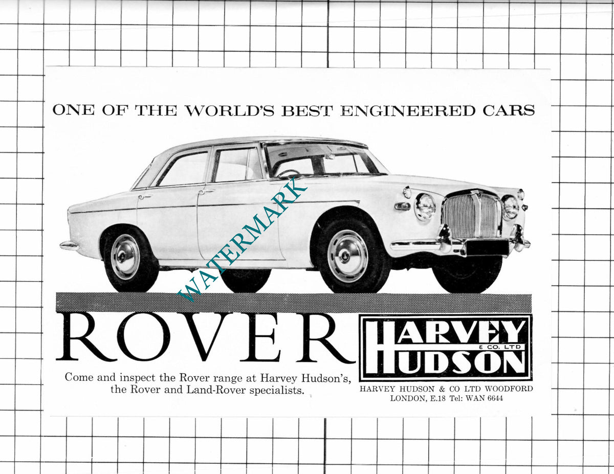 Harvey Hudson & Co Ltd Woodford London Rover Car Advert - 1962 Clipping / Print