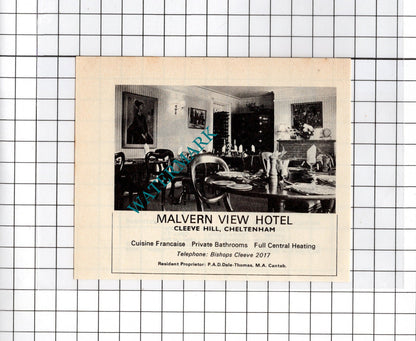 Malvern View Hotel Cheltenham Dale-Thomas / Askham Court Hotel  - c.1970s Advert