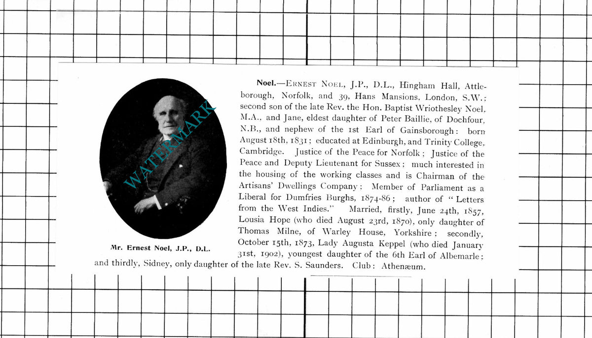 Mr Ernest Noel Hingham Hall Attleborough Norfolk  - 1911 Clipping