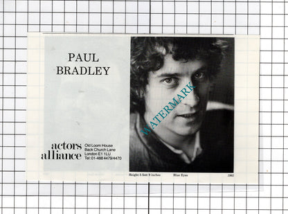 Nigel Bradshaw Actor /   Paul Bradley Advert - 1986 Cutting