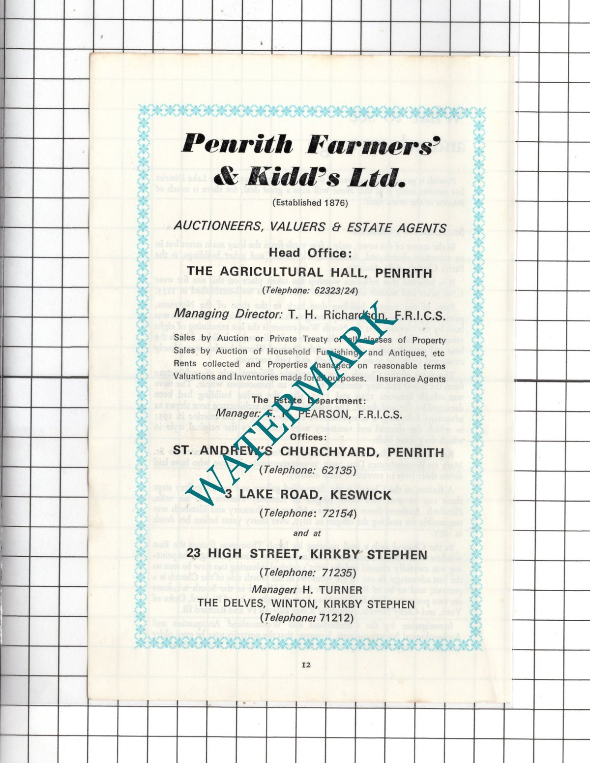 Penrith Farmers & Kidds Ltd Auctioneers Penrith Cumbria - c.1975 Advert