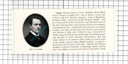 Thomas Samuel Lyons Kingstown Ireland / Ernest Littlejohn London c.1905 Clipping