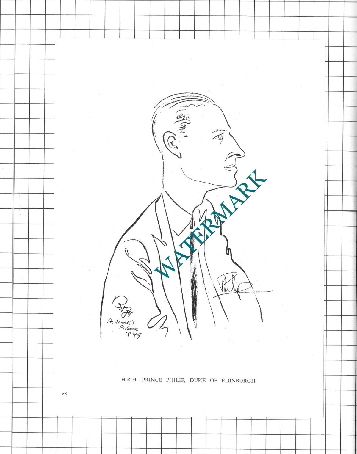 HRH Prince Philip / W I Mackenzie King Canada Caricature - 1950 Clipping / Print