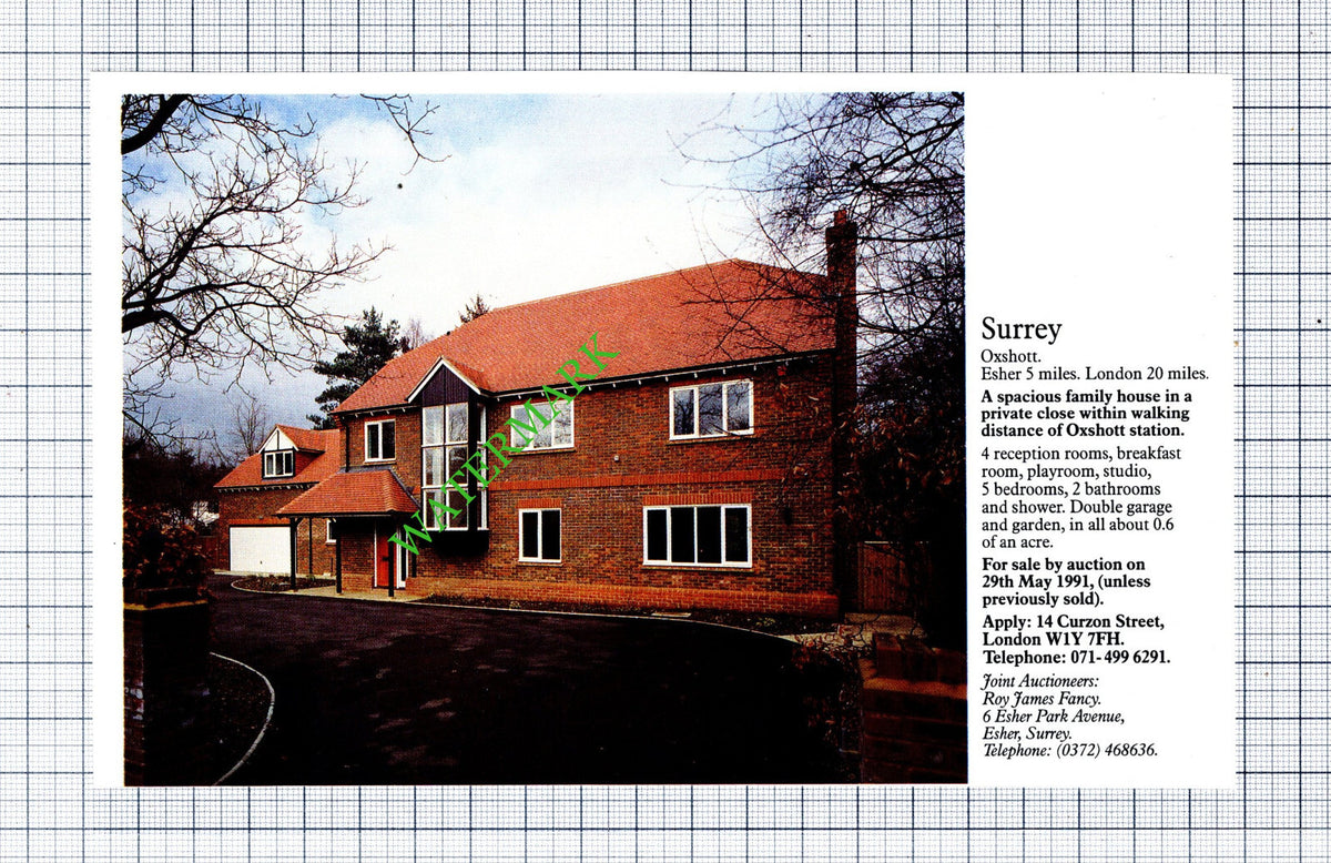 Oxshott Surrey House Sale Advert - 1991 Cutting