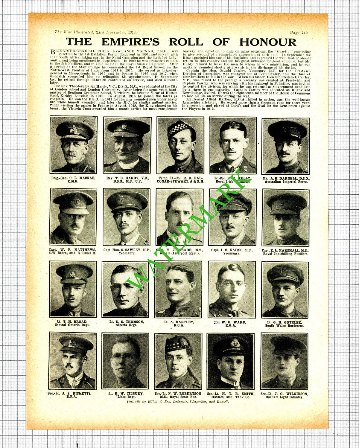 Colin McNab Alfred Hartley Oswald Cawley Theodore Hardy Gotelee - 1918 Cutting