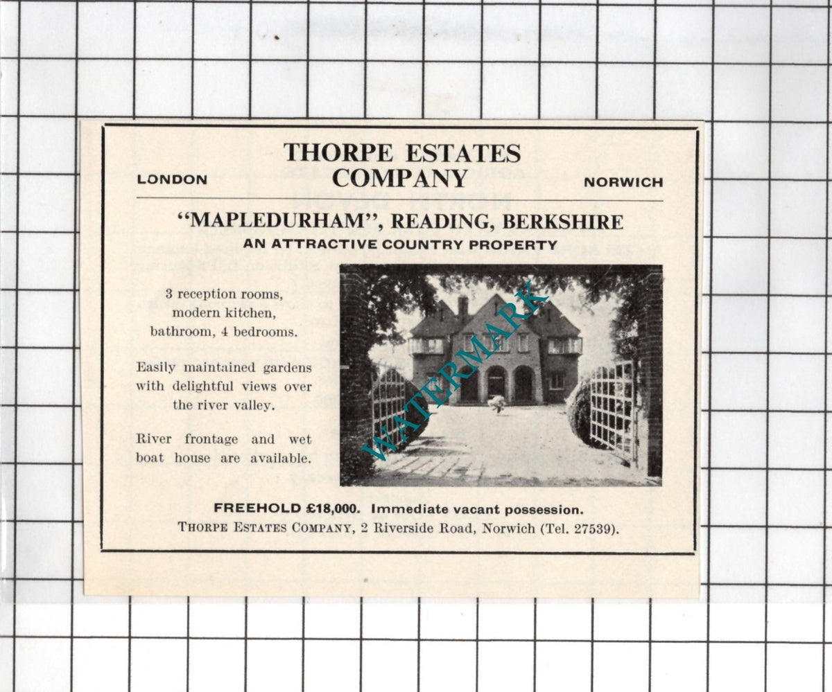 Mapledurham Reading Berkshire - 1967 Small House Sale Advert