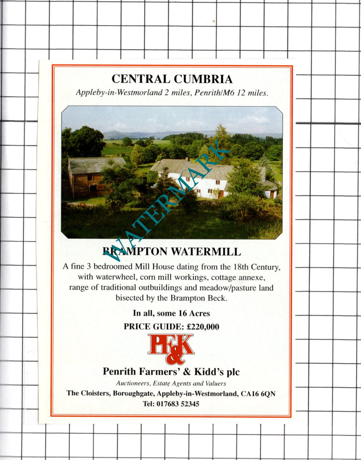 Brampton Watermill Cumbria Appleby  House Sale Advert - 1998 Clipping