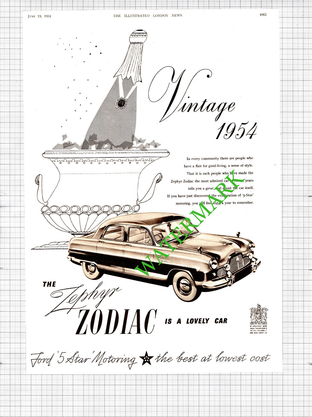 Zephyr Zodiac Car Advert - 1954 Cutting / Print