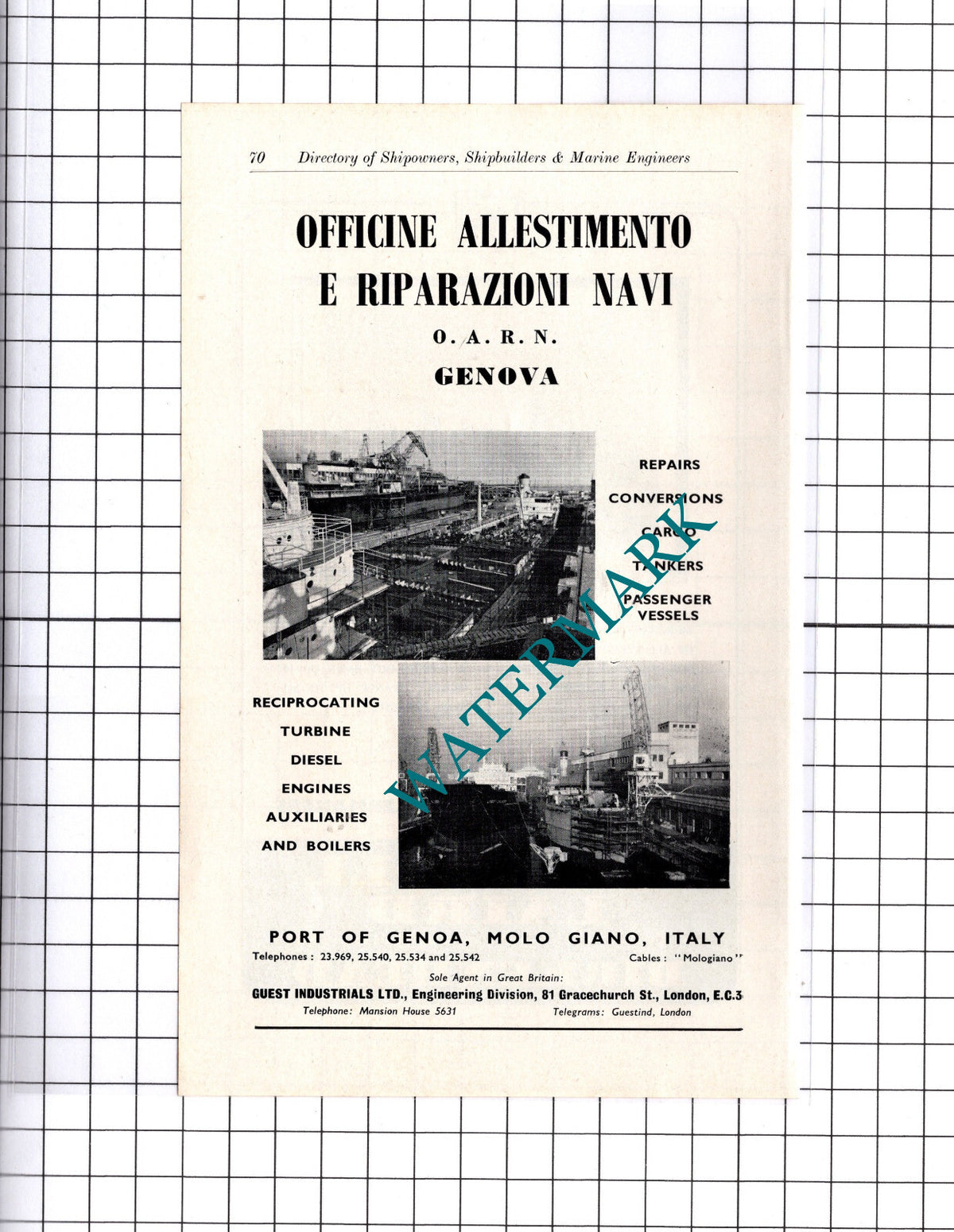 Cammell Laird Birkenhead Port of Genoa Italy Guest Industrials ADVERT - c.1957