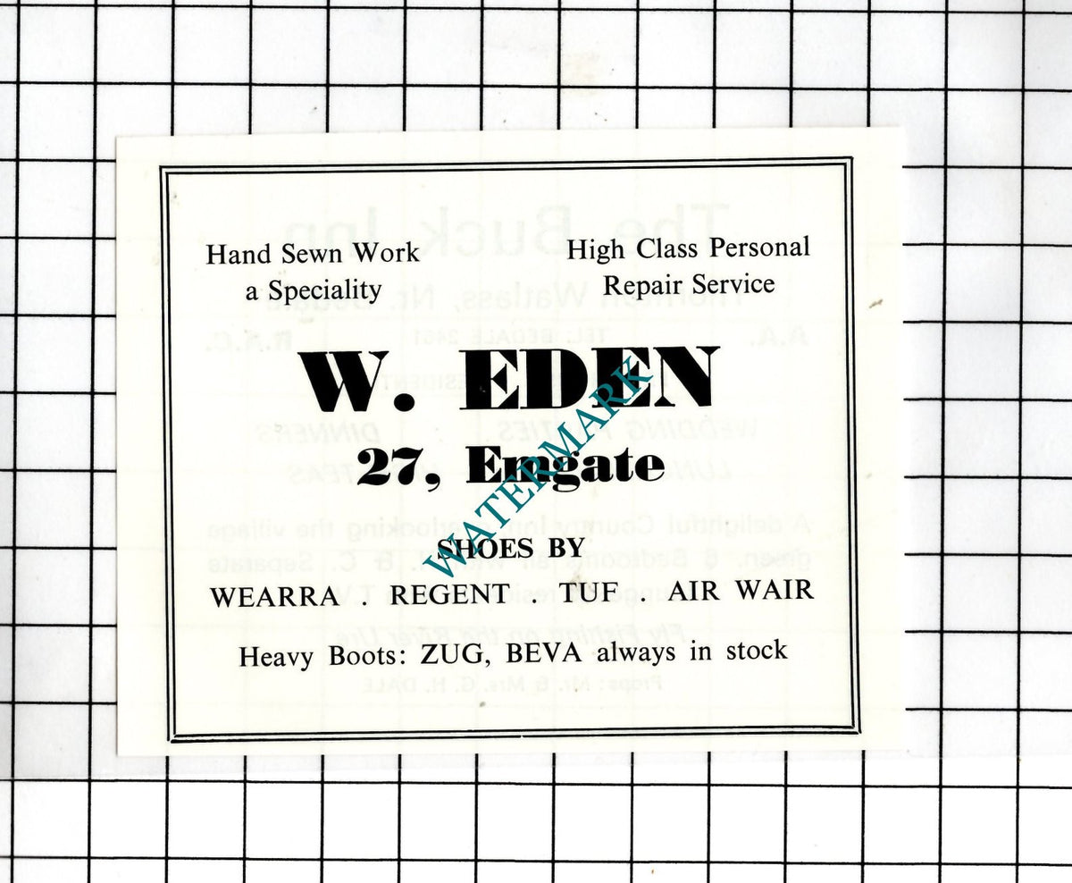 The Buck Inn Thornton Watlass / W Eden 27 Emgate Bedale  -c.1968 Small Advert
