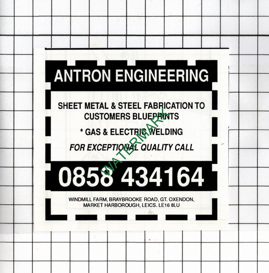 Antron Engineering Great Oxendon  Leicestershire   - 1990 Small Advert
