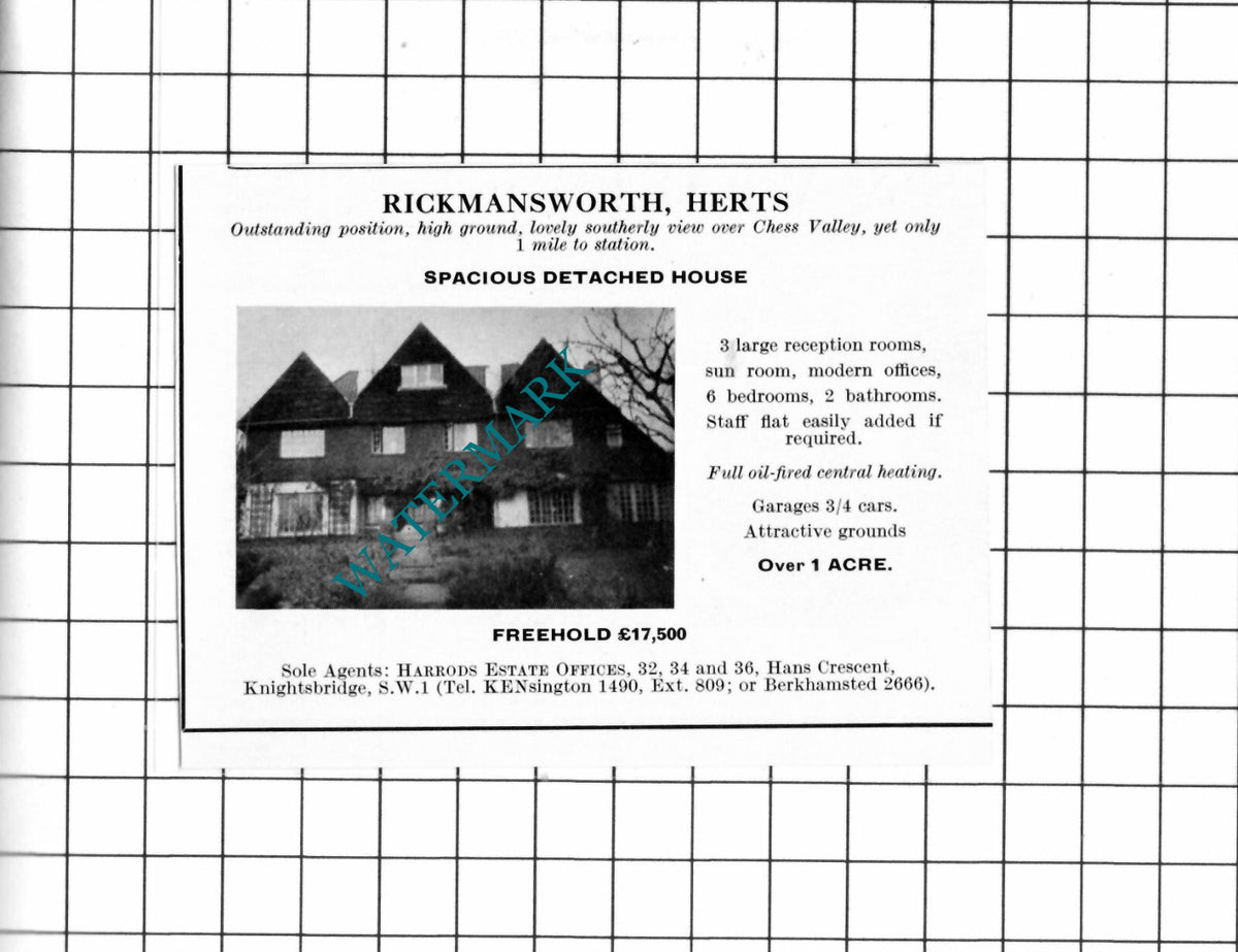 Rickmansworth Hertfordshire  SMALL House Sale Advert - 1967 Clipping