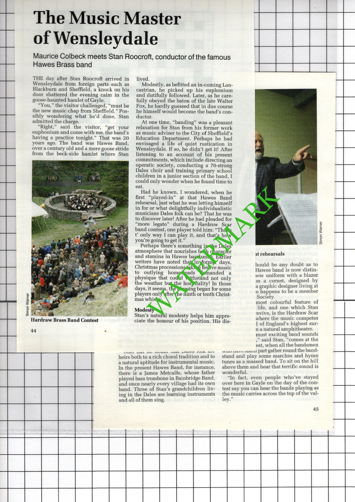 Hawes Brass Band Stan Roocroft - 1994 Small Article / Print