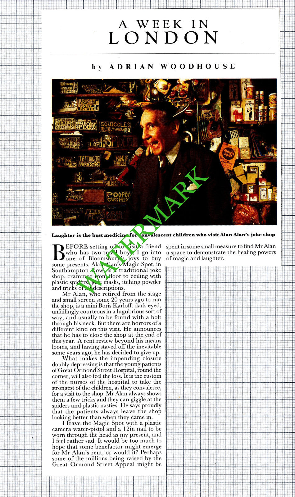 Alan Alan's Magic Spot Bloomsbury London Joke Shop - 1991 Cutting
