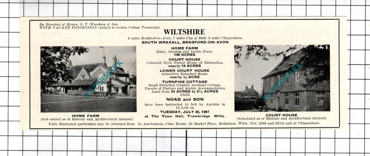South Wraxhall Bradford-on-Avon Wiltshire S T Wareham  - 1967 House  Advert