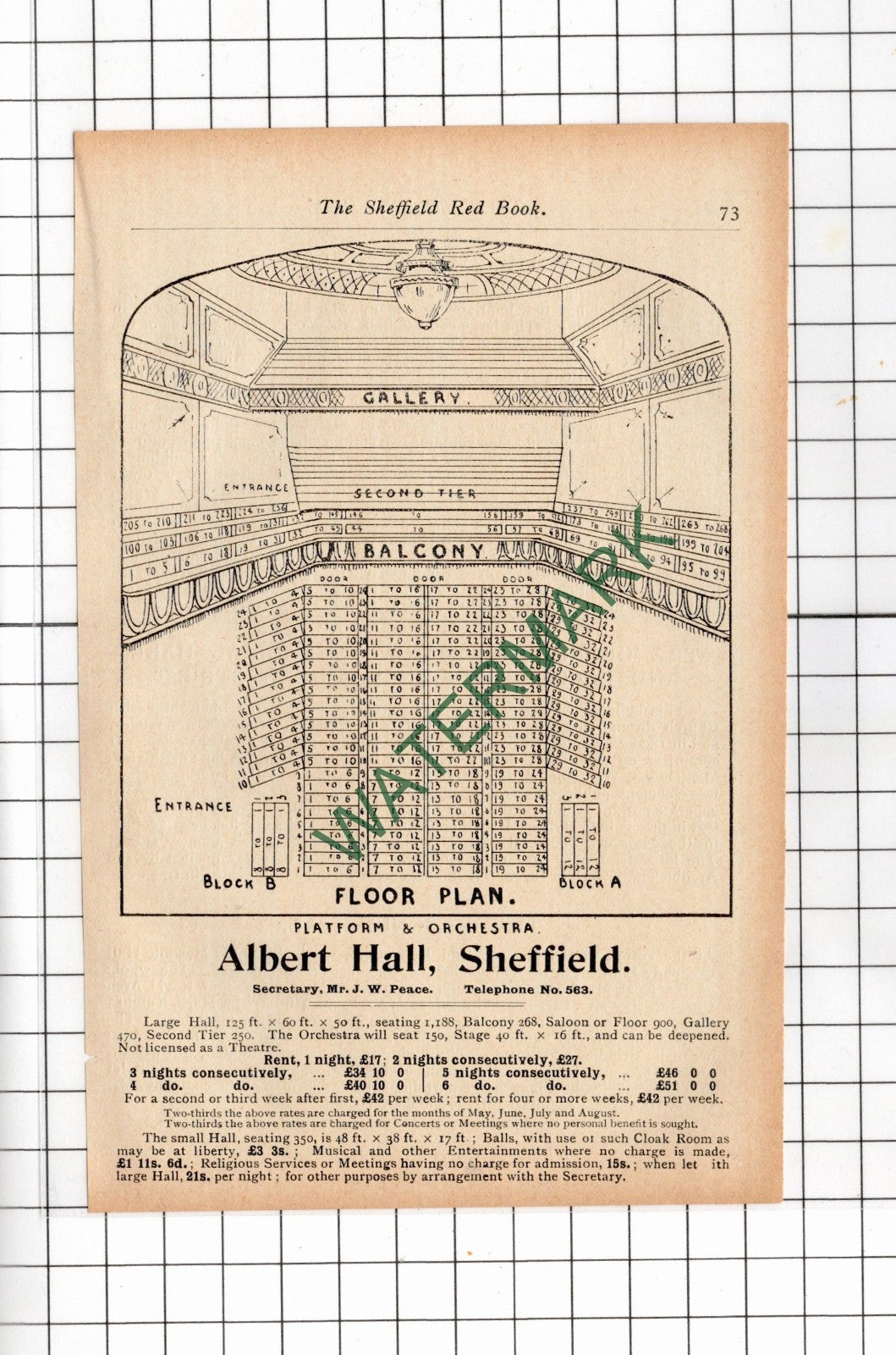 Albert Hall Sheffield Mr J W Peace - 1902  Clipping