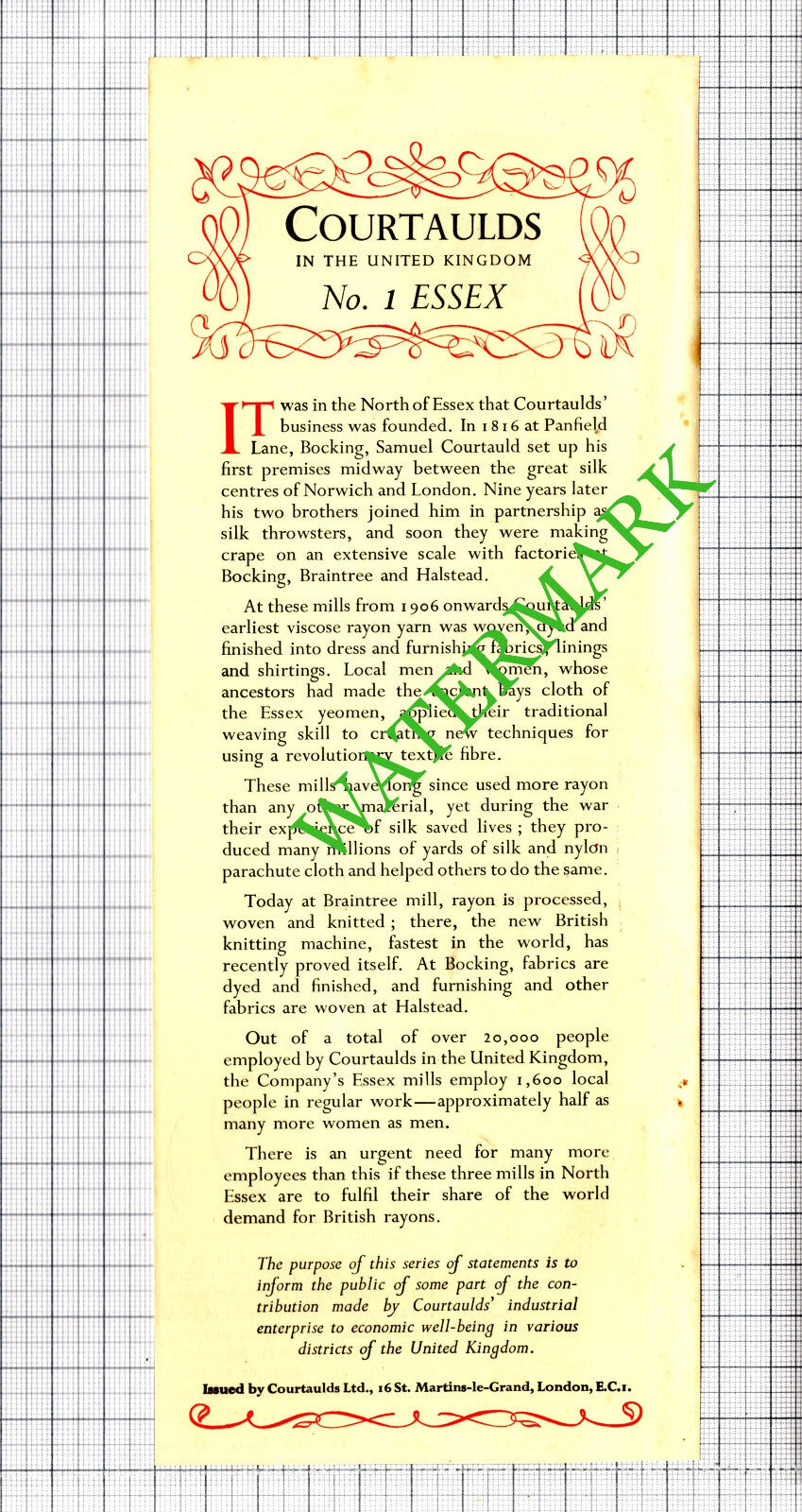 Courtaulds Ltd Essex  Samuel Courtauld Bocking Rayon - 1947 Advert / Print