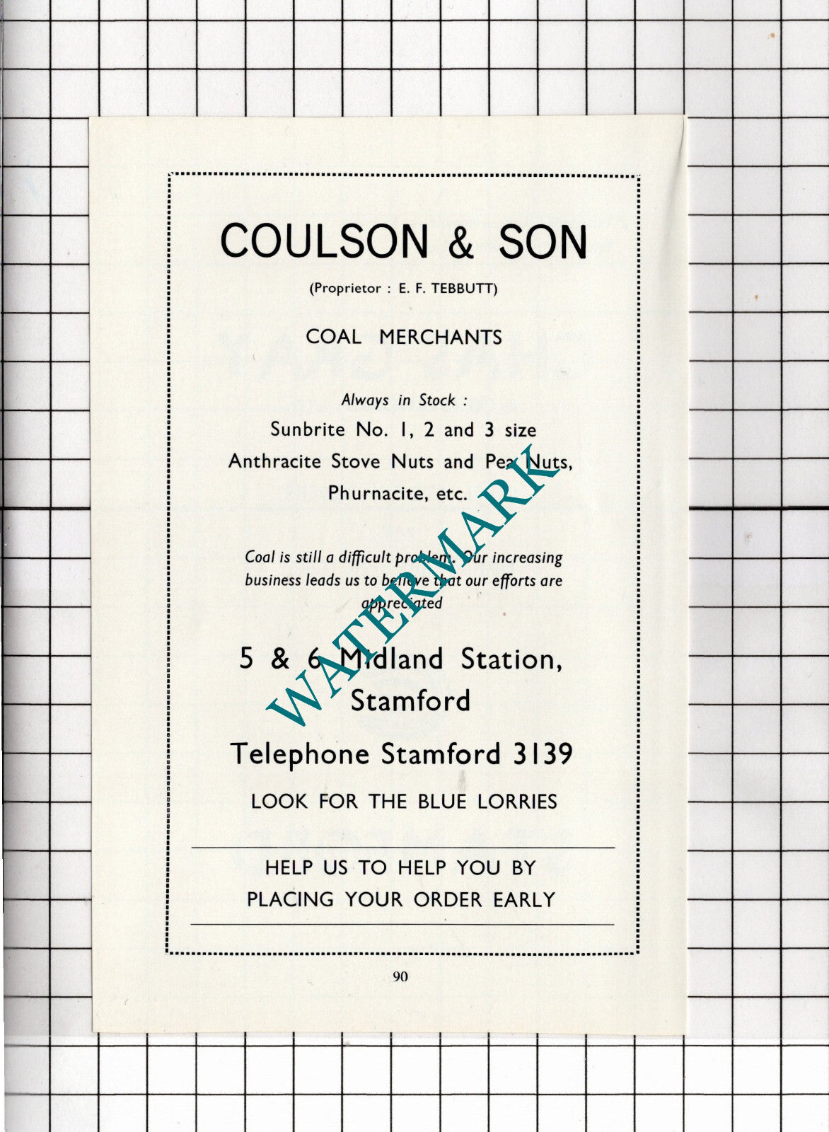 Coulson & Son Coal  Stamford Lincolnshire E F Tebbutt Advert - 1966 Clipping