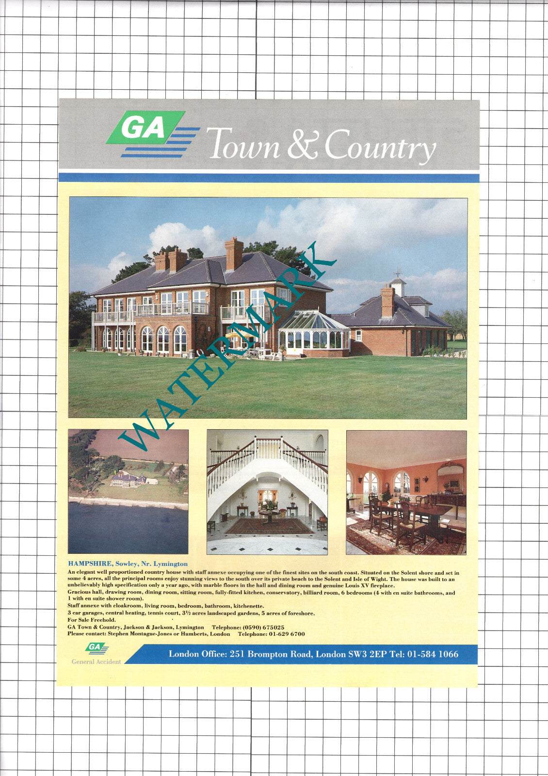 Sowley Hampshire House Sale Advert - 1990 Clipping / Print