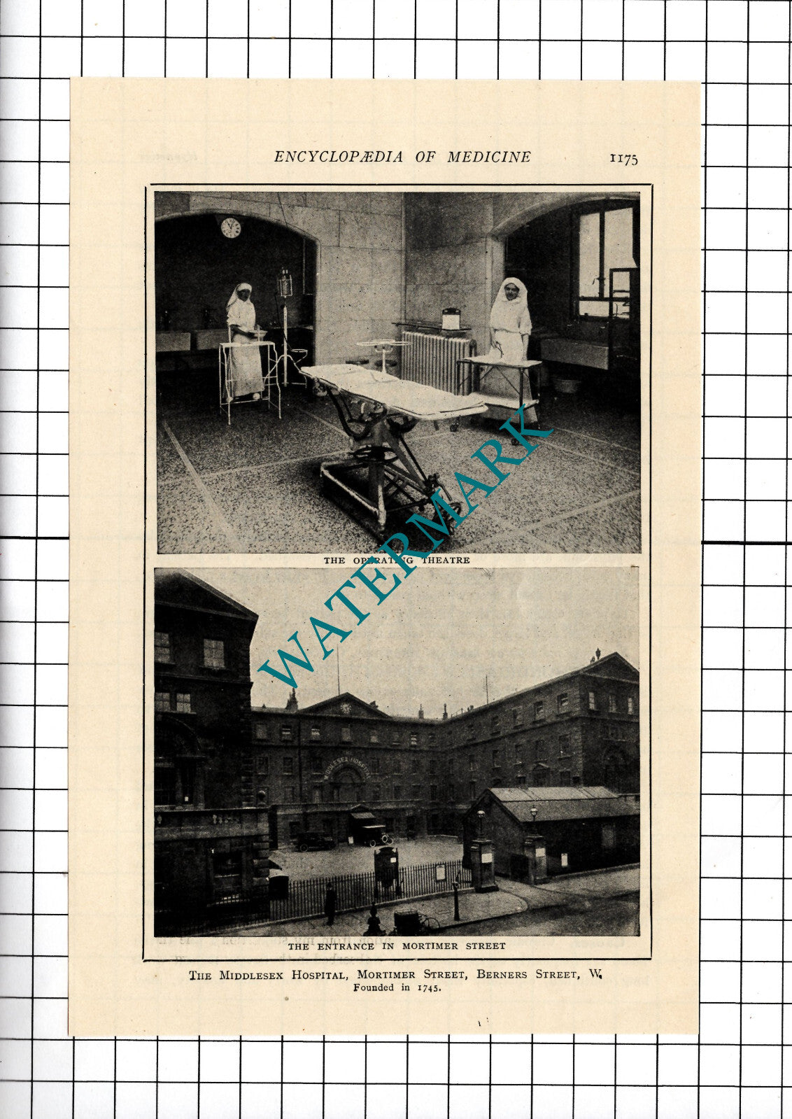 The Middlesex Hospital Berners Street London  - c.1915 Cutting