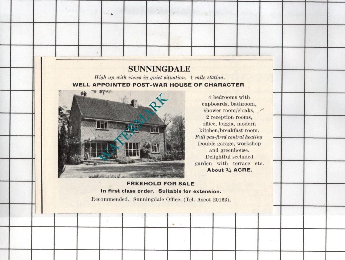 Sunningdale Berkshire  - 1967 Small House Sale Advert