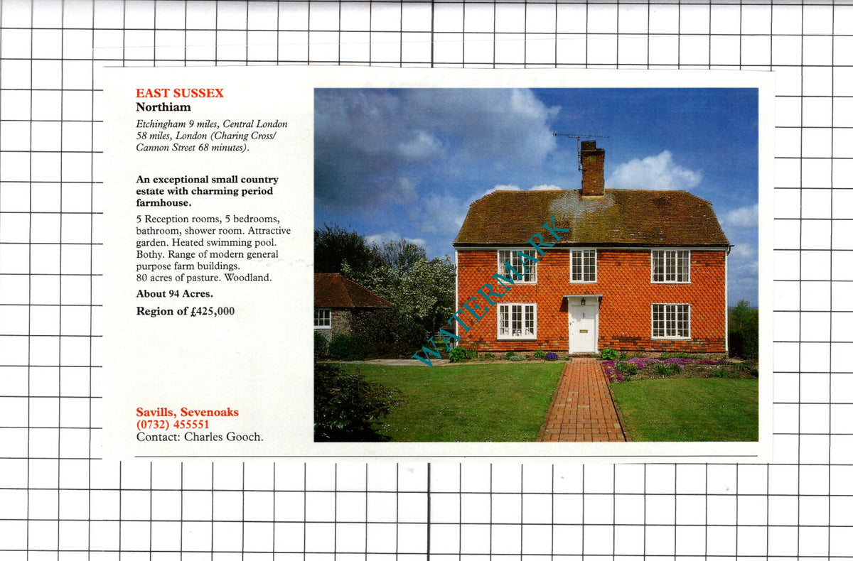 Northiam East Sussex House Sale Advert - 1991 Clipping