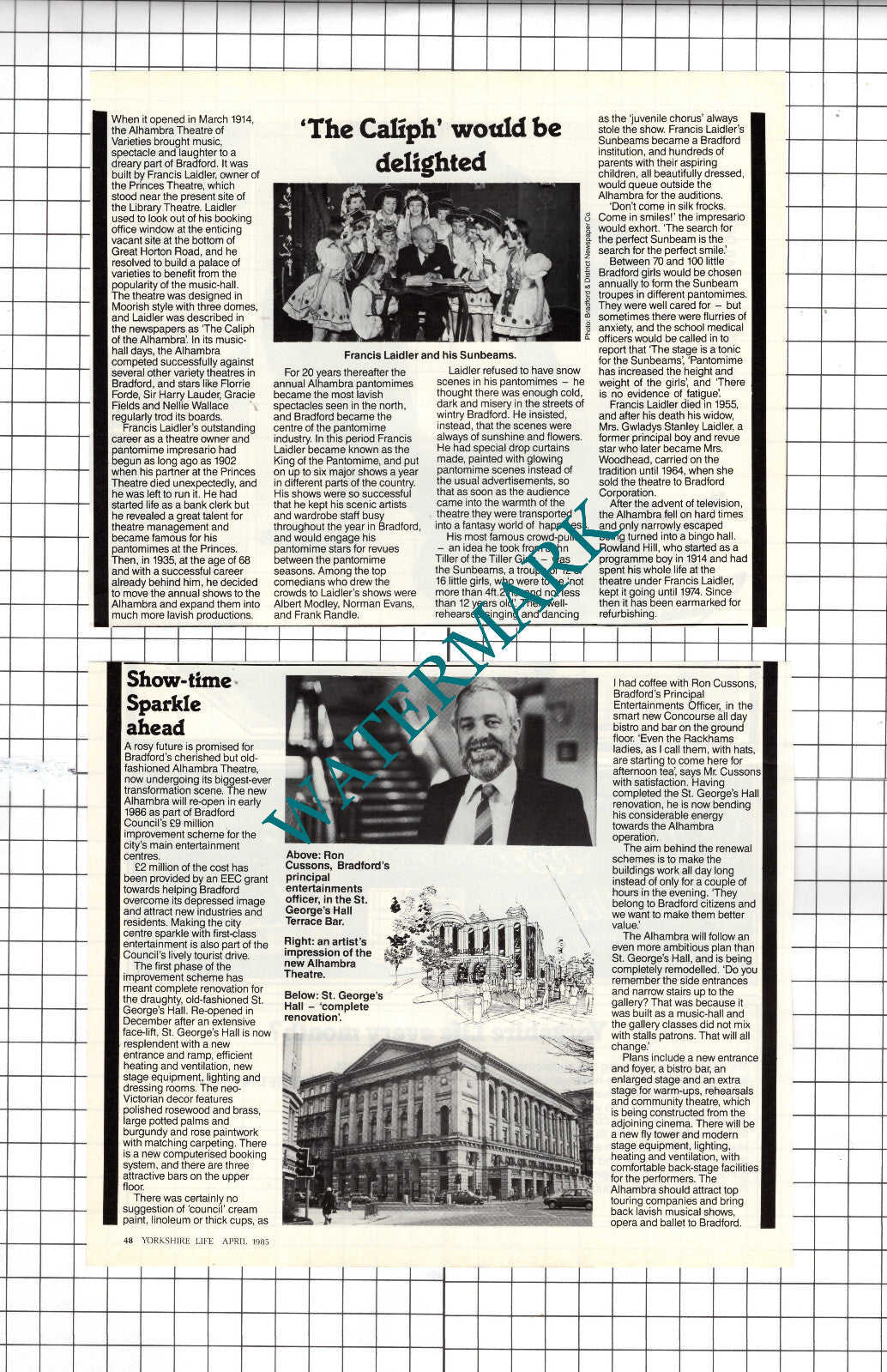 Alhambra Theatre Bradford Yorkshire Ron Cussons -1985 Two-Part Clipping