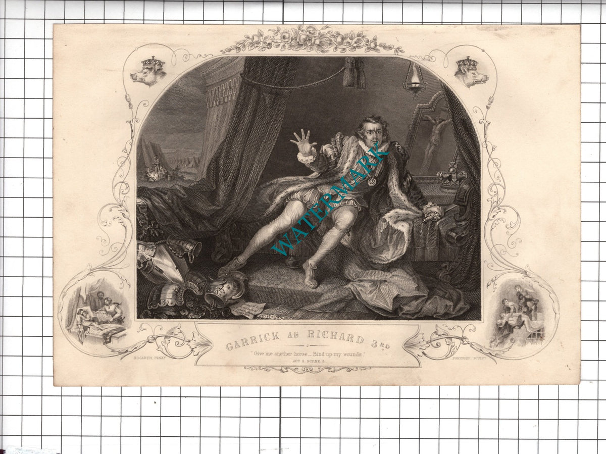 Garrick Actor Richard III William Shakespeare Print - c.1880