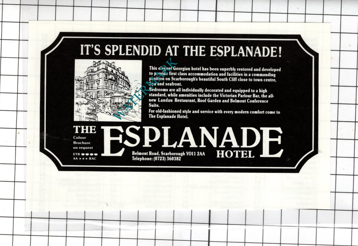 The Esplanade Hotel Scarborough North Yorkshire  - c.1980  Advert
