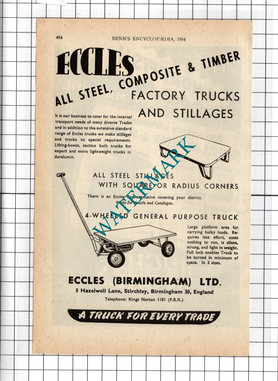 Hughes Woodworking Ltd Bradford / Eccles Birmingham Ltd Stirchley -  1954 Advert