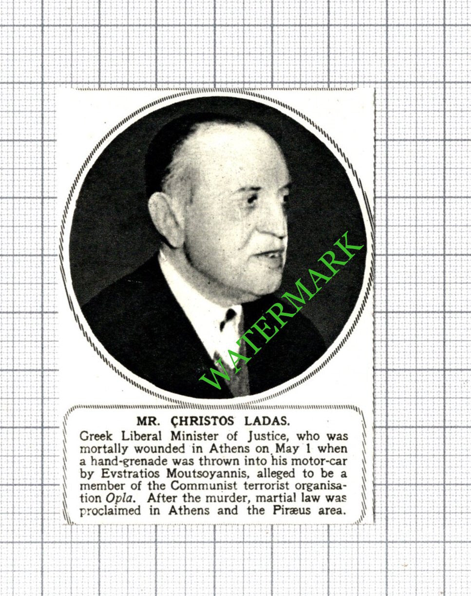 Mr Christos Ladas Murdered Opla - 1949 Small Cutting