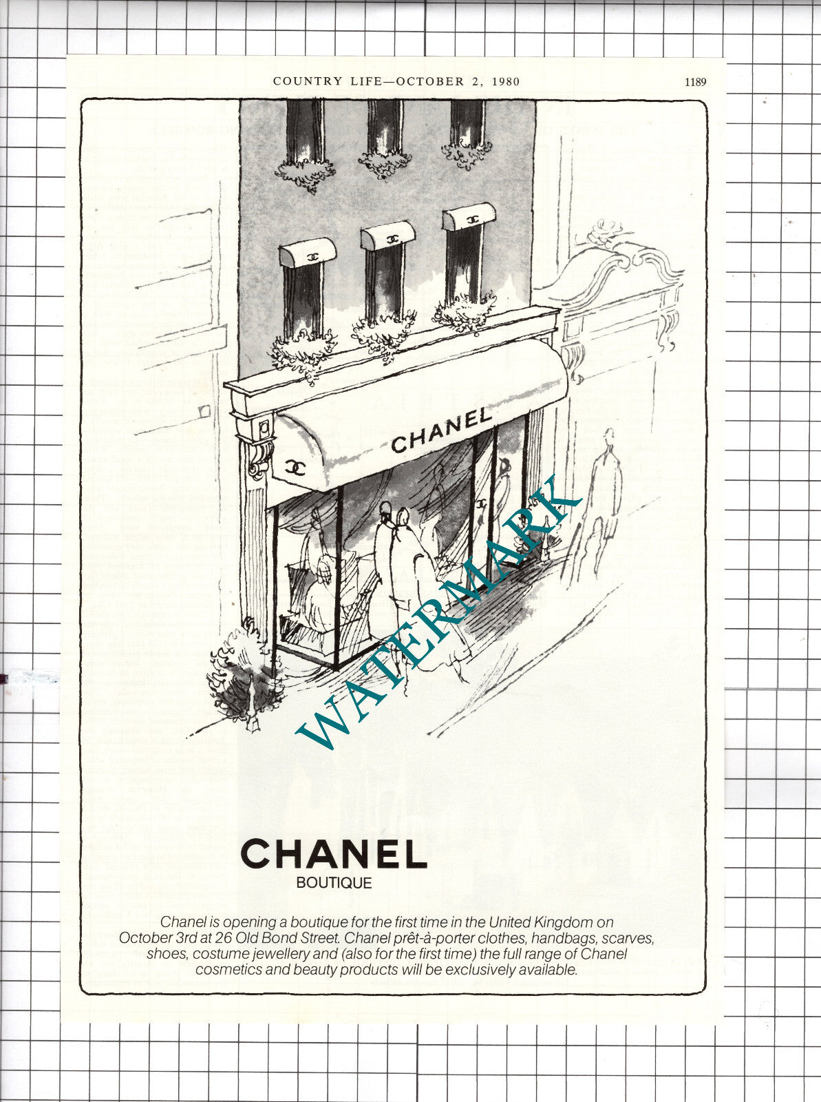 Chanel Boutique 26 Old Bond Street London - 1980 Advert