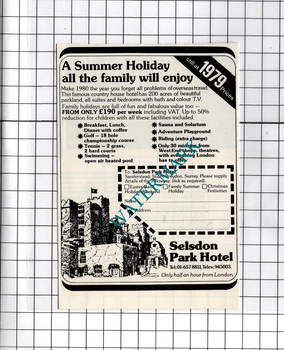 Selsdon Park Hotel Croydon - 1980 Small Advert