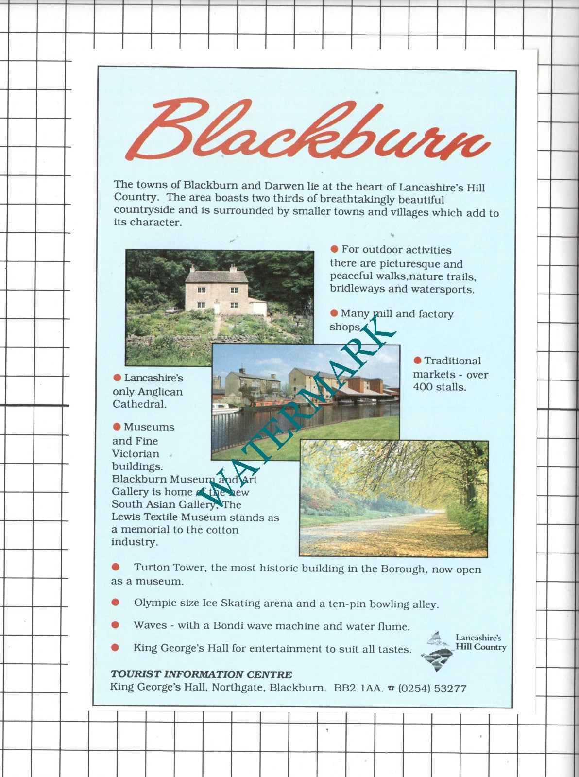 Blackburn Lancashire Tourism Advert   -c.1994 Clipping