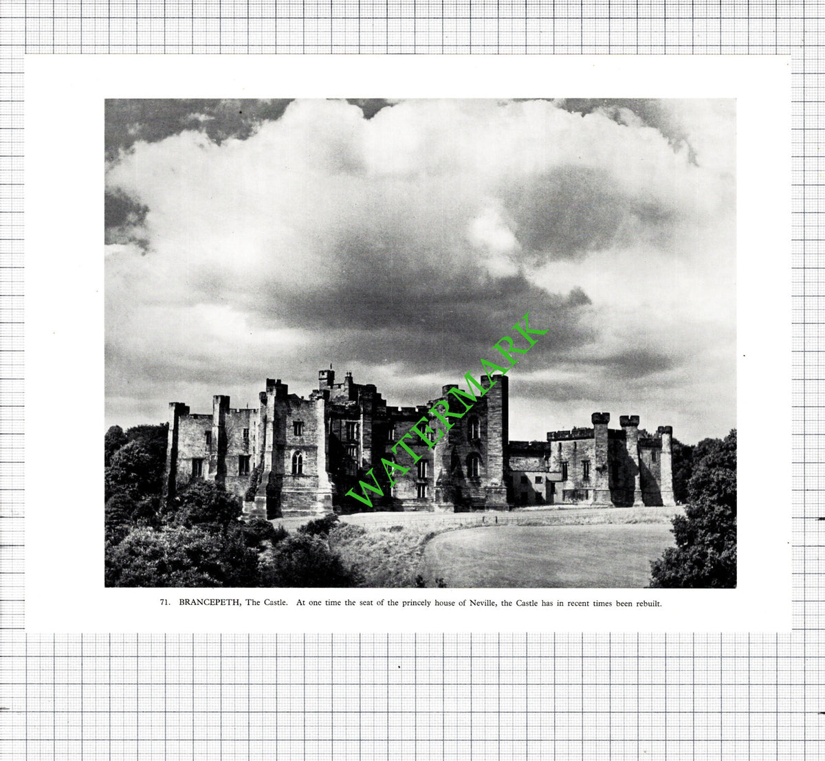 Brancepeth Castle County Durham - 1958 Cutting / Print
