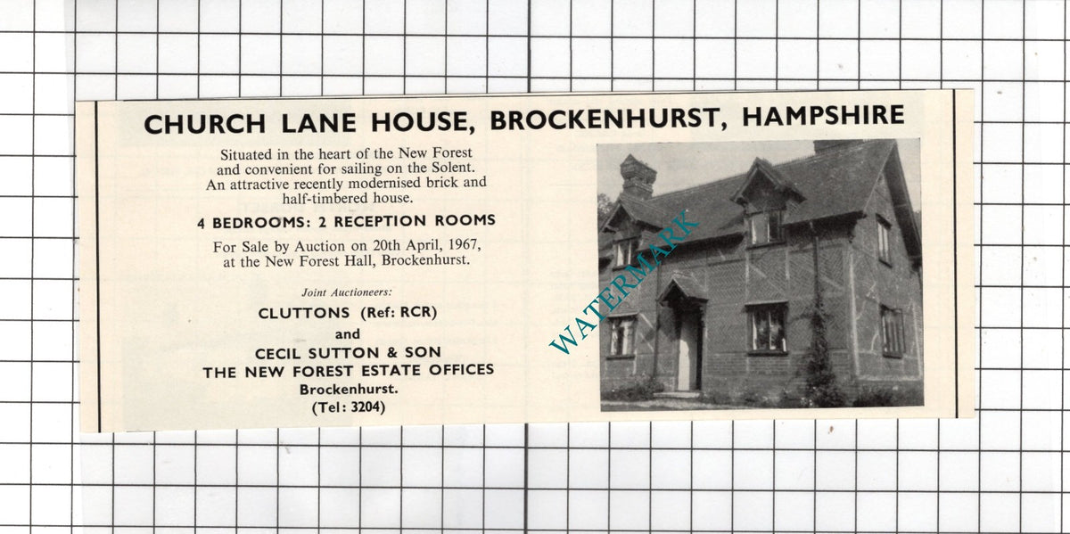 Church Lane House Brockenhurst Hampshire House Sale Advert - 1967