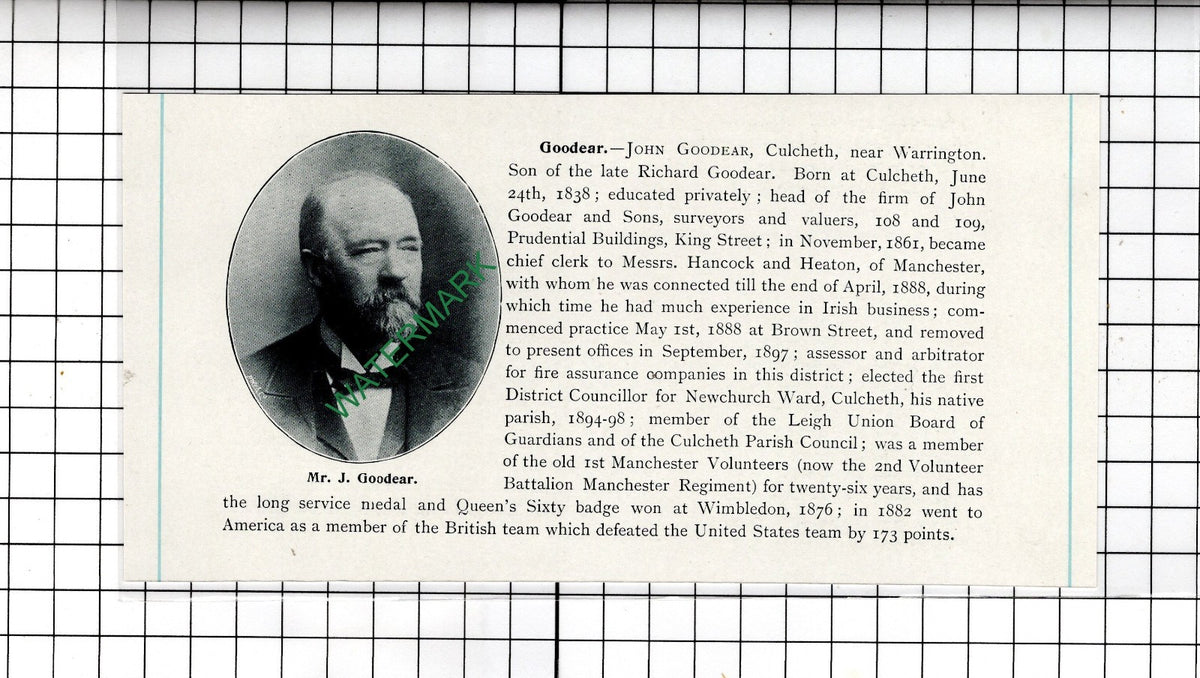 John Goodear Culcheth Warrington Cheshire  - c.1905 Clipping