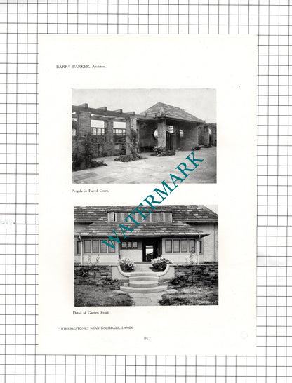 Whirriestone Rochdale Lancashire Barry Parker Architect   - 1911 Cutting / Print