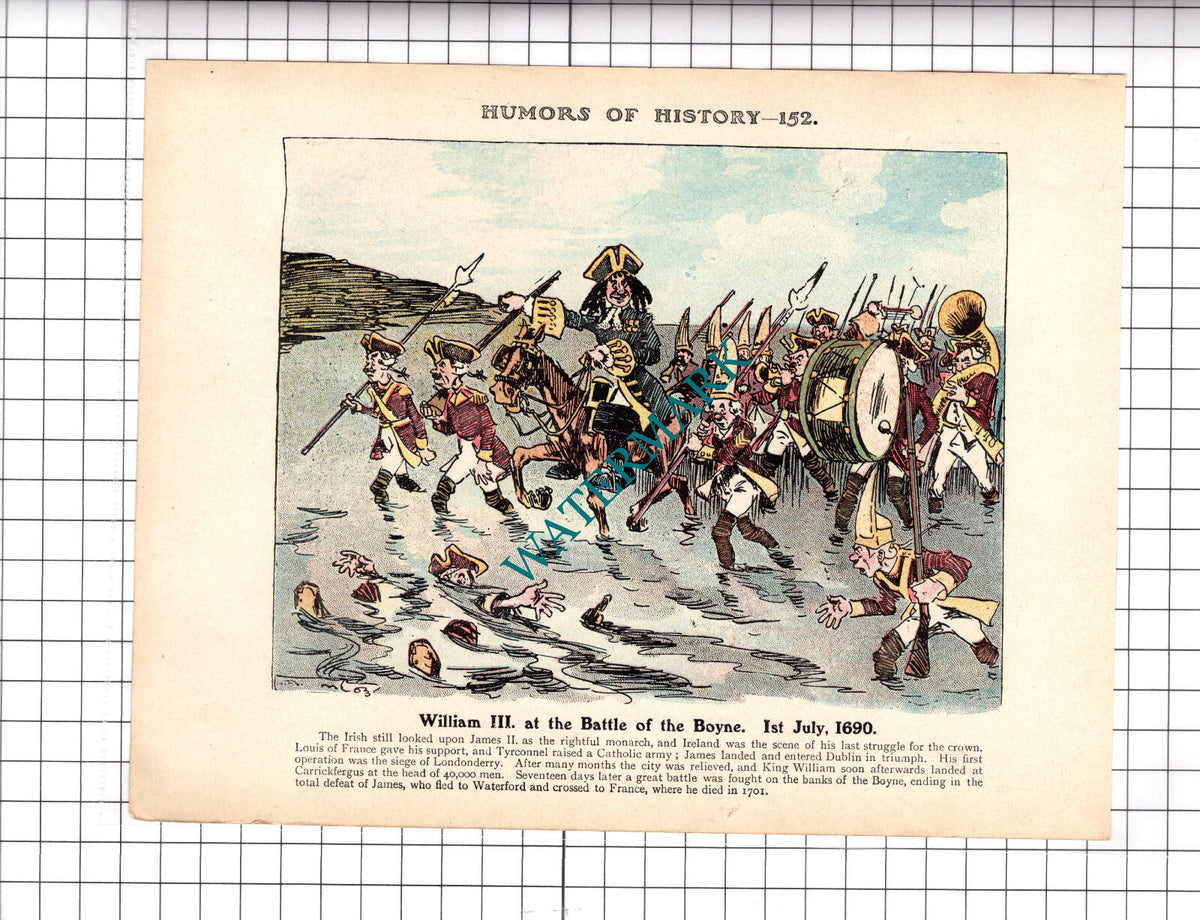 William III Battle Of The Boyne / Judge Jeffreys  - c.1921 Book Print
