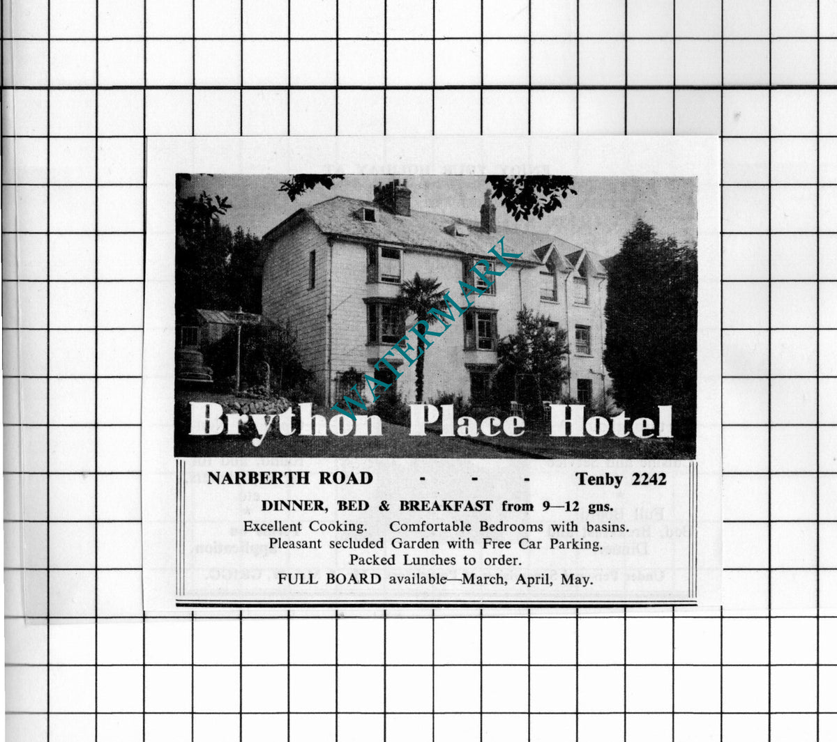 Brython Place Hotel Tenby Wales / Ventnor Guest House Grigg - 1962 Small Advert