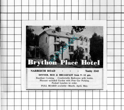 Brython Place Hotel Tenby Wales / Ventnor Guest House Grigg - 1962 Small Advert
