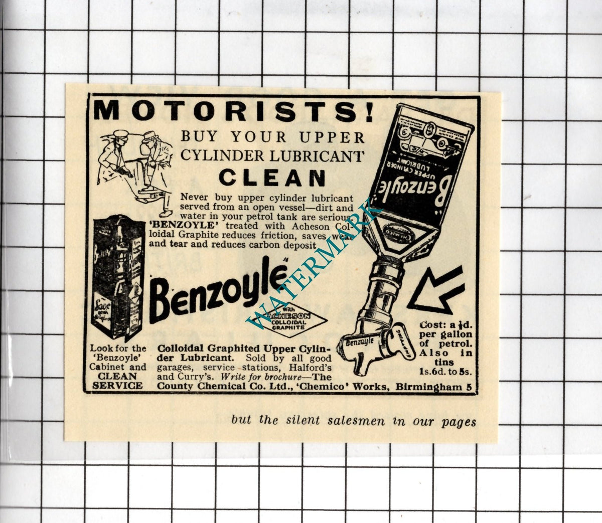 Benzoyle Lubricant ADVERT - 1934 SMALL Advert