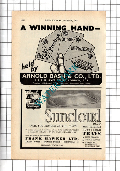 Edward Curran Engineering Ltd Cardiff / Arnold Bash Frank Hawker  - 1954 Advert