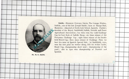 Alfred Sizer Ipswich Suffolk / Herbert Edward Smith Walton Suffolk 1911 Clipping