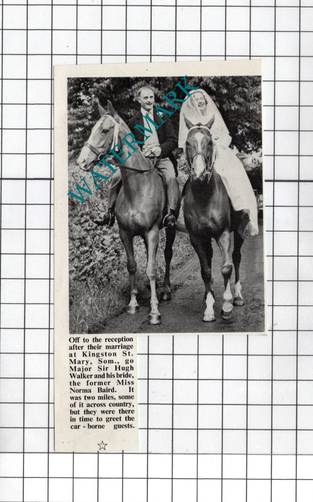Sir Hugh Walker Kingston St Mary Somerset Miss Norma Baird -1971 Small Cutting