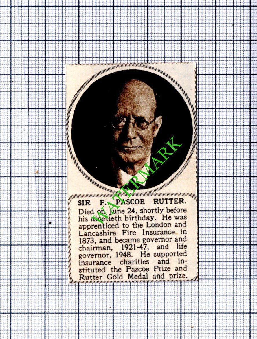 Sir F Pascoe Rutter Obituary- 1949 SMALL Cutting