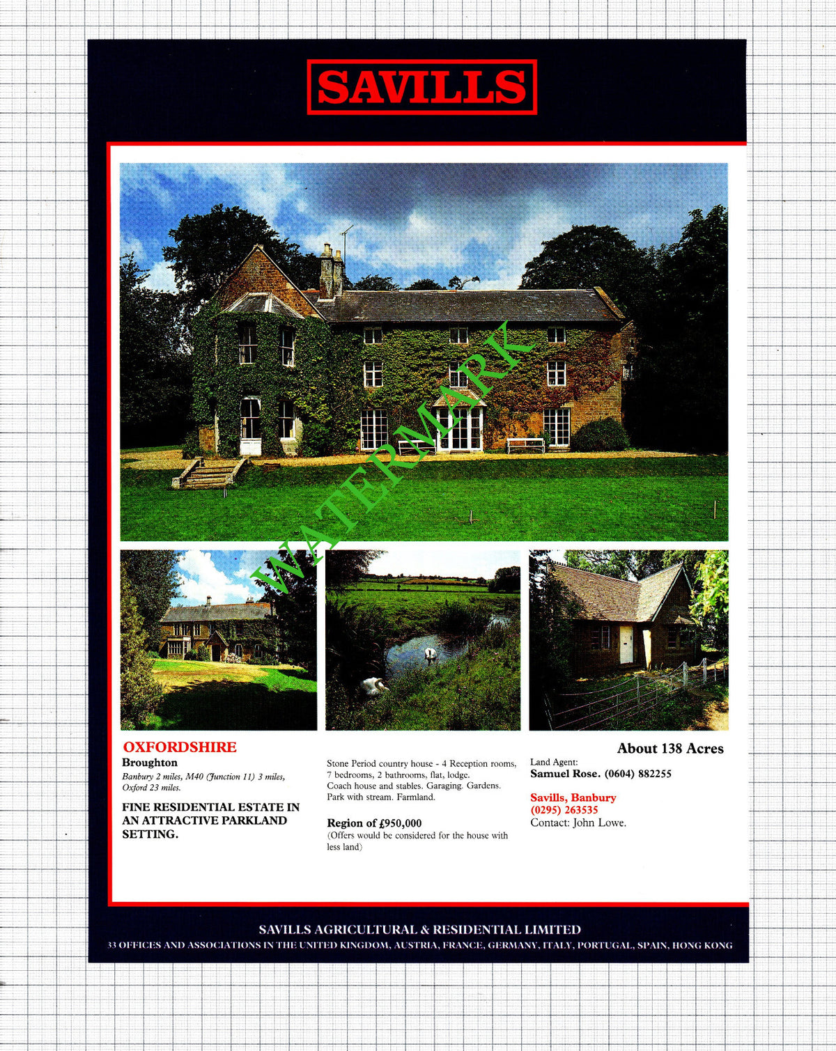 Cropwell Butler / Broughton Oxfordshire House Sale Advert - 1991 Cutting