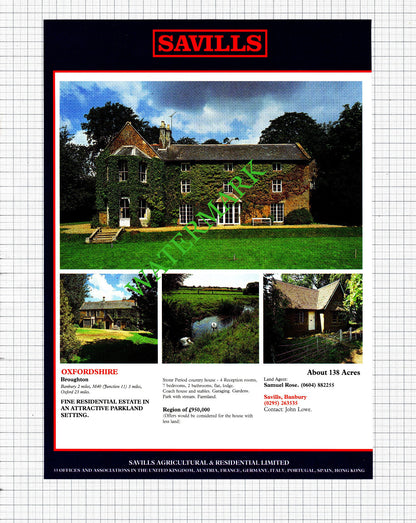 Cropwell Butler / Broughton Oxfordshire House Sale Advert - 1991 Cutting