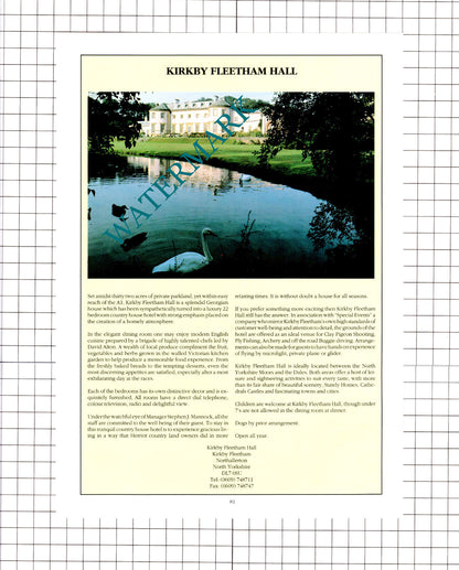 Kirkby Fleetham Hall Northallerton Mannock / Scotch Corner Hotel - 1992 Advert