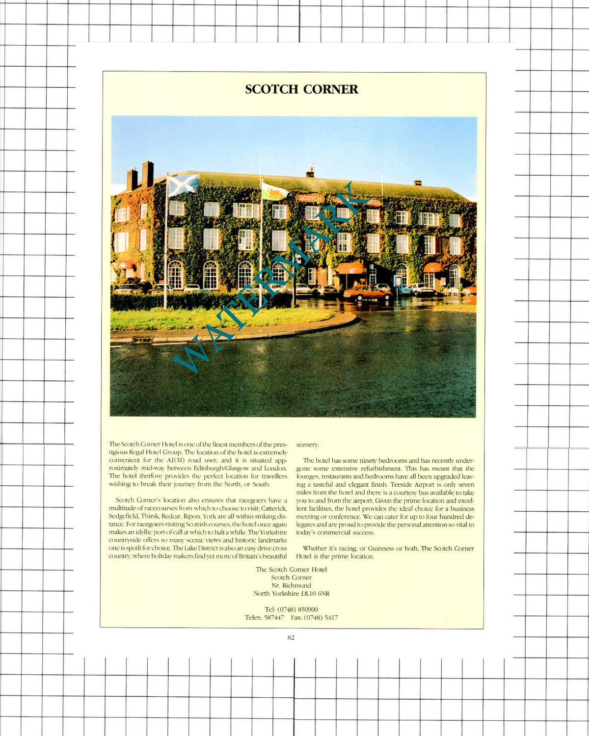 Kirkby Fleetham Hall Northallerton Mannock / Scotch Corner Hotel - 1992 Advert